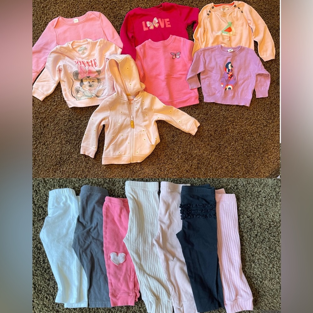 7 sweaters and 7 leggings toddler girls 12-18 months